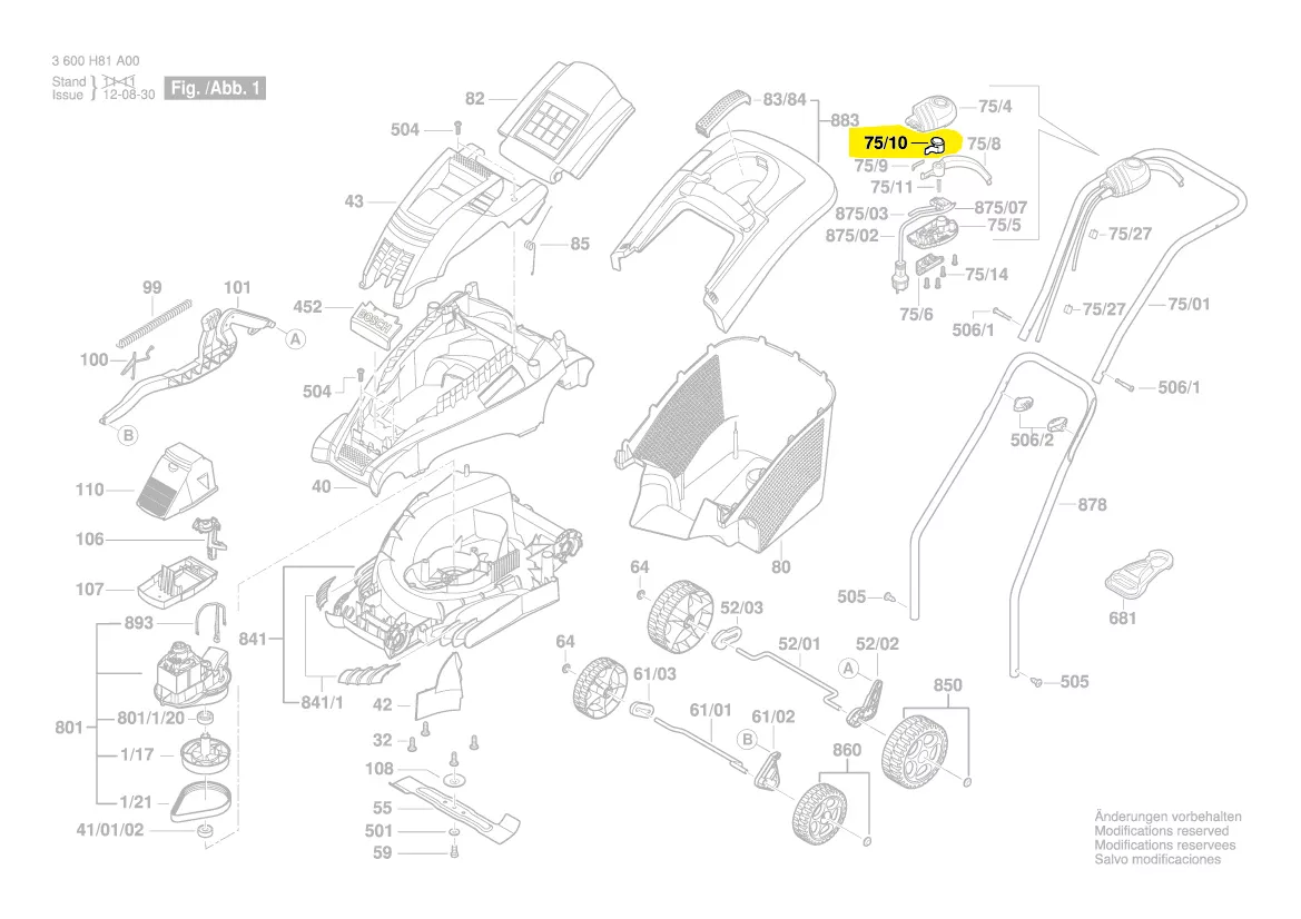 Bouton interrupteur réf. F 016 F05 705 BOSCH